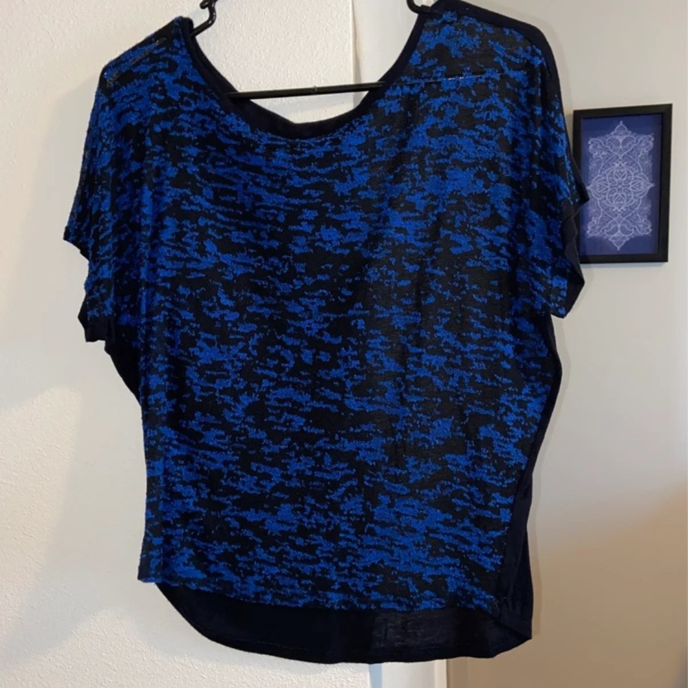 Sheer blue and black blouse